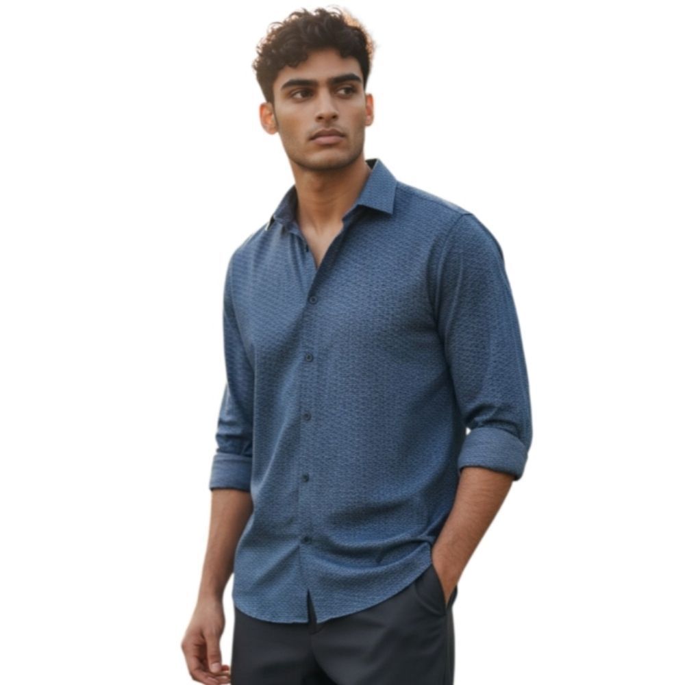 Alfani Men's Blue Patterned Casual Shirt Sz.S EUC.